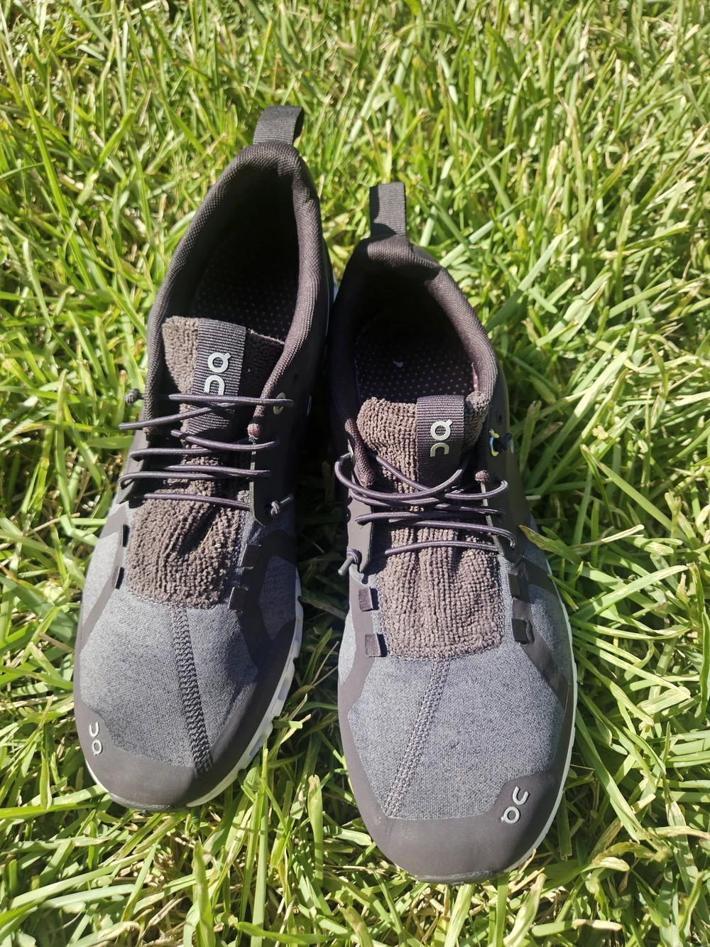 On Running Men's Black and White Knit Trail Sneakers
